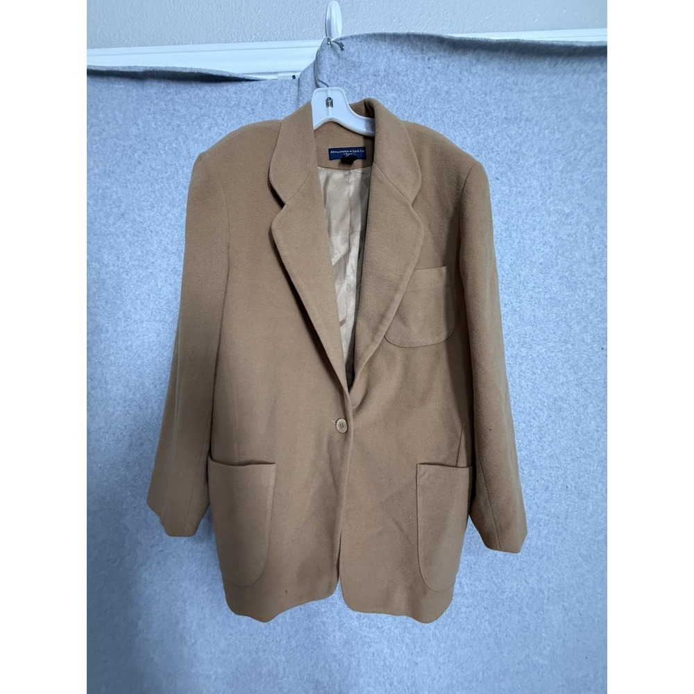 Abercrombie & Fitch Blazer Jacket Womens Medium Brown Wool Cashmere Lined Button